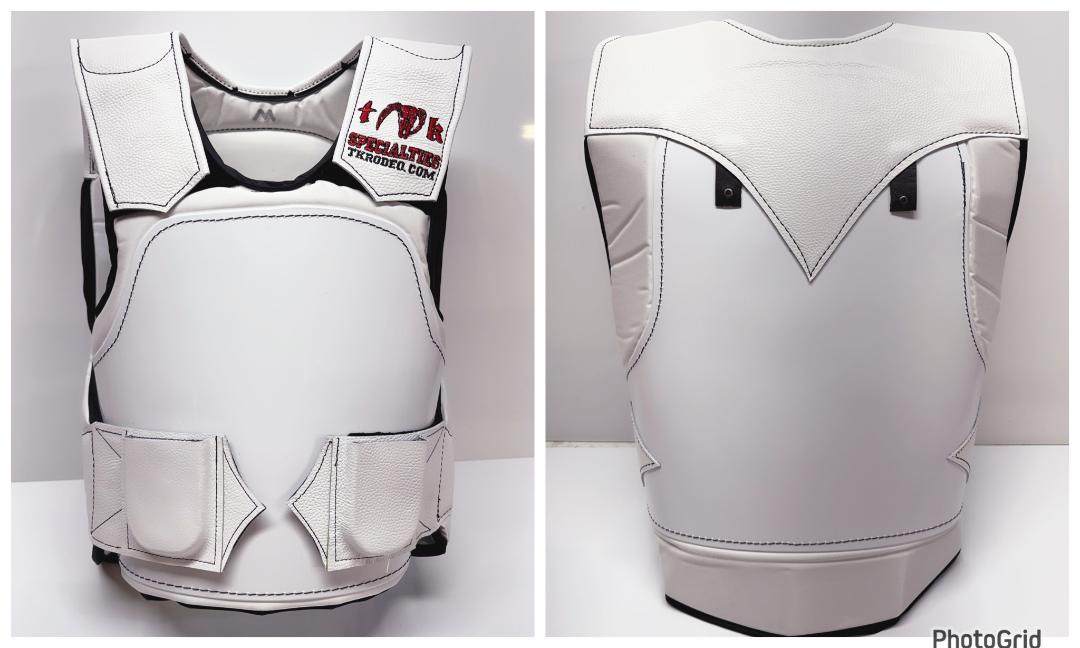 PRO LEATHER RIDING VEST "White Plastic"