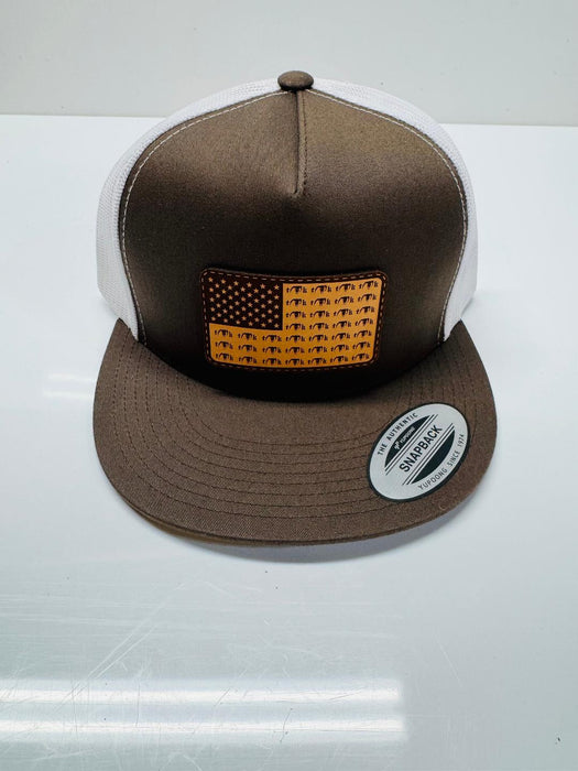 "American Flag Leather Patch" Hats