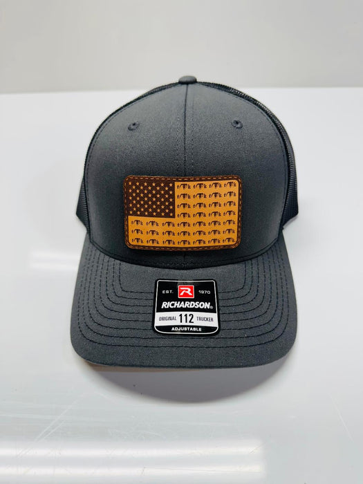 "American Flag Leather Patch" Hats