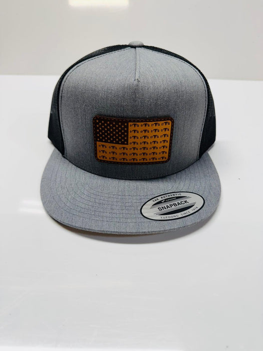 "American Flag Leather Patch" Hats