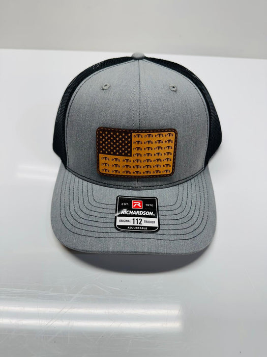 "American Flag Leather Patch" Hats