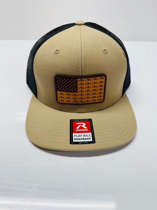 "American Flag Leather Patch" Hats
